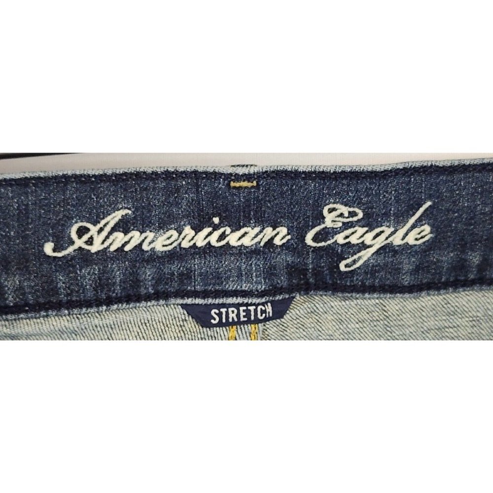 American Eagle Jean Shorts Womens Size 2 Blue Denim Stretch Embroidered Pockets - Picture 3 of 12